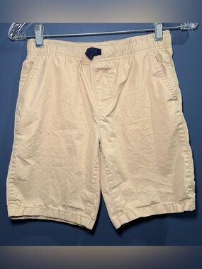 Lands' End Boy’s Drawstring Chino Shorts in Khaki with Navy Tie